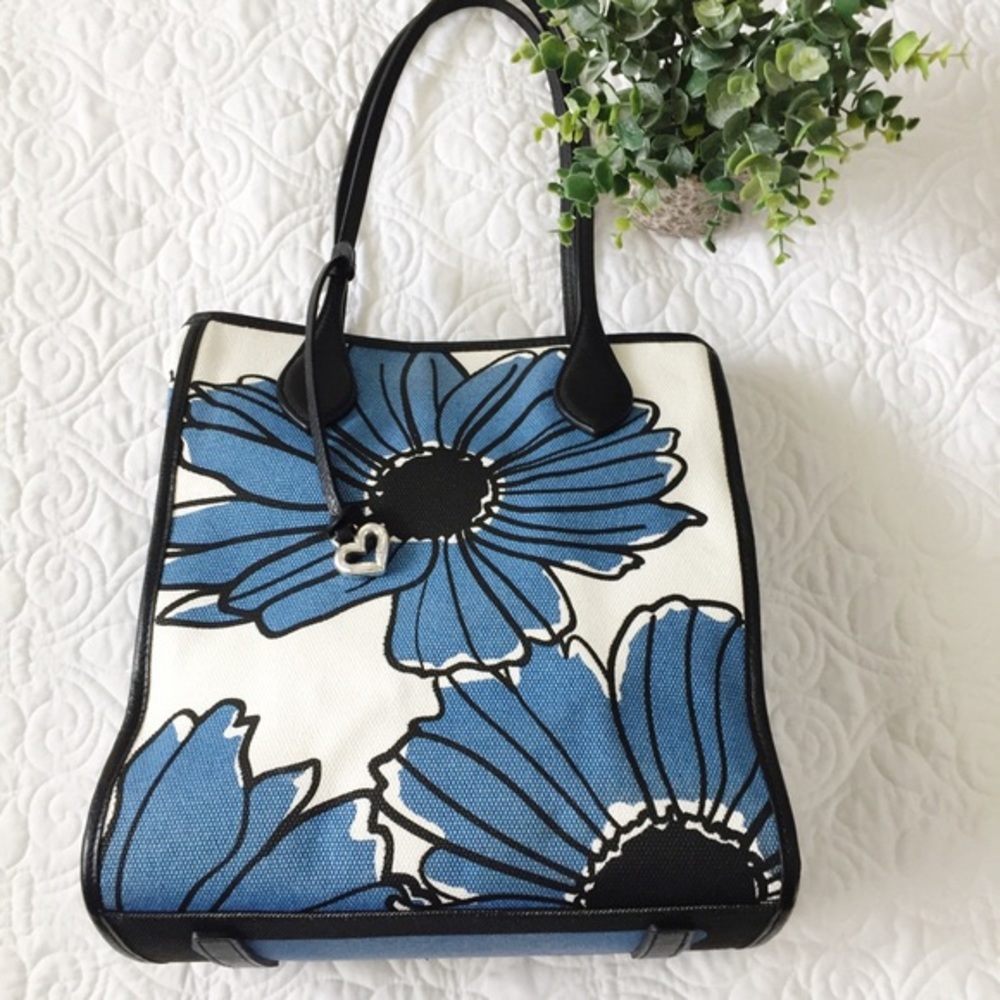 Brighton Blue Floral Canvas Tote Shoulder bag.